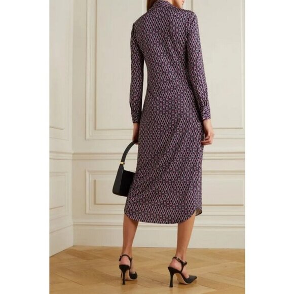 💕L'AGENCE💕 Raelynn Dress ~ Dark Dusty Pink & Midnight Tone Chain Print Medium - Picture 7 of 16